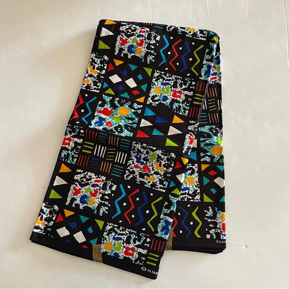 Multicolor Tribal Print Colorful Mixed Geometric Grid Design Cotton Fabric